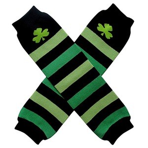 Baby St Patricks Day leggings Wholesale Baby Cotton Leg warmers Cute Baby Leg Warmers Green Striped Knitted Leg Warmer For Kids