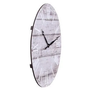 Background Design White washed Wood Plank Frameless Wall Clock Motor Custom Printing Clock