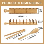 Bamboo Taco Holder Rack - 8 Stand up Holders - Taco Plates - Taco Truck Tray Style - Spoon & Tong - Great for Tortillas Parties