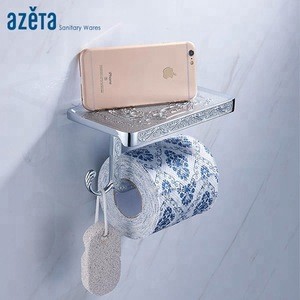 Bathroom Accessories Funny Wall Mount Toilet Paper Roll Holder With Phone Shelf