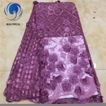 Beautifical 3d flower french lace fabric embroidery lace fabric beaded new design african lace ML1N1316
