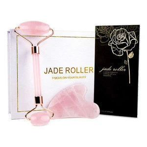 Beauty Massage Tool Rose Quartz Jade Roller Gua Sha Set Jade Roller for Face