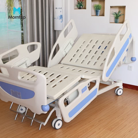 Best Quality Hot Selling ABS Head Board 4 Fold Cranks ICU 5 Functions Hospital Bed With Central Brake Central Control Casters