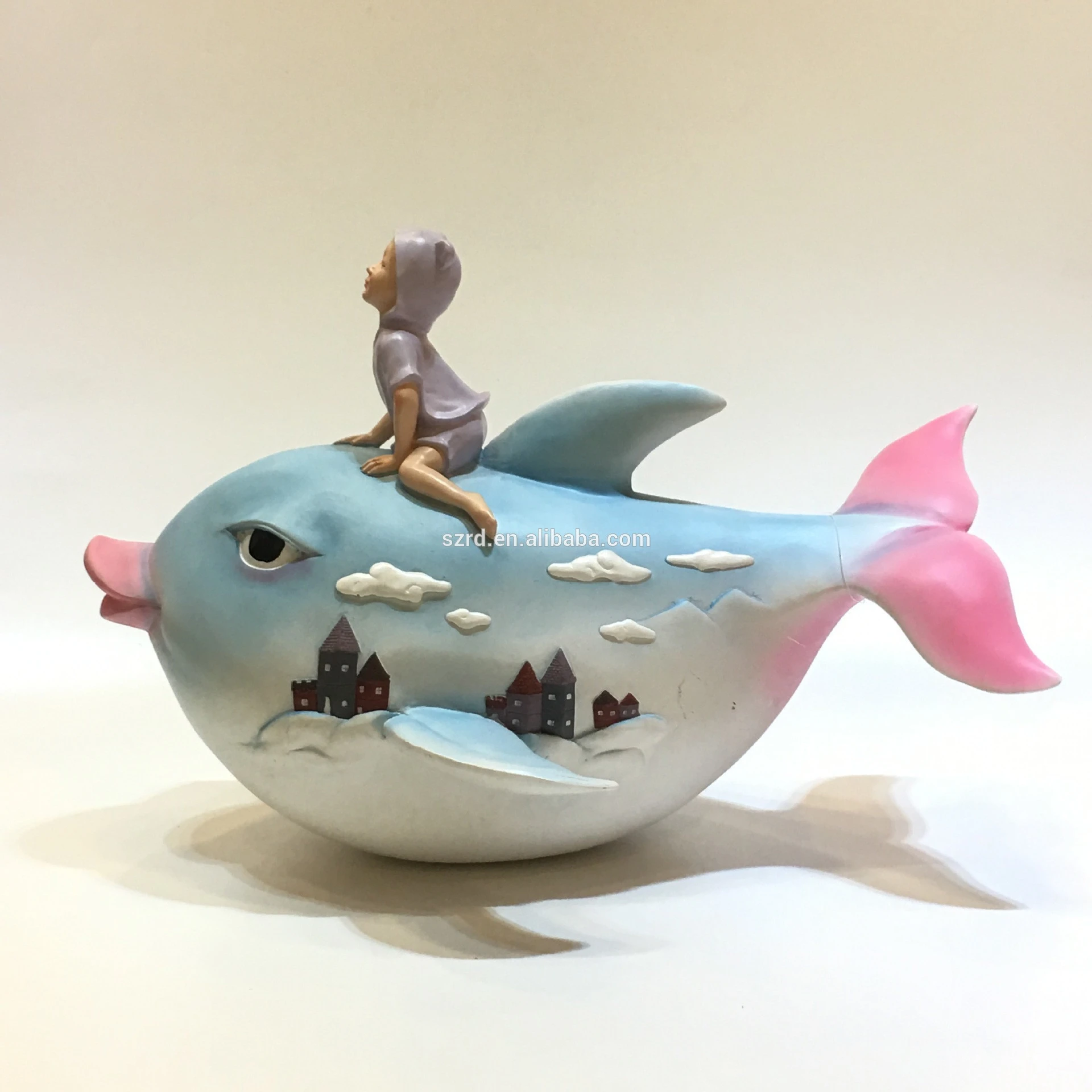 Best sale customized resin shark design artist figures home decoration