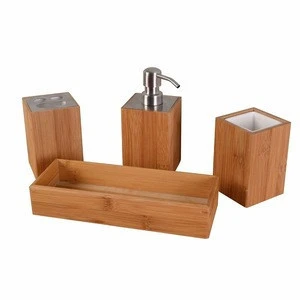 Best selling products Bath accessory Bamboo Bathroom set