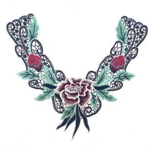 Big Flower Iron on Embroidered Appliques Patch Embroidered Lace Fabric Ribbon Trim Neckline Collar