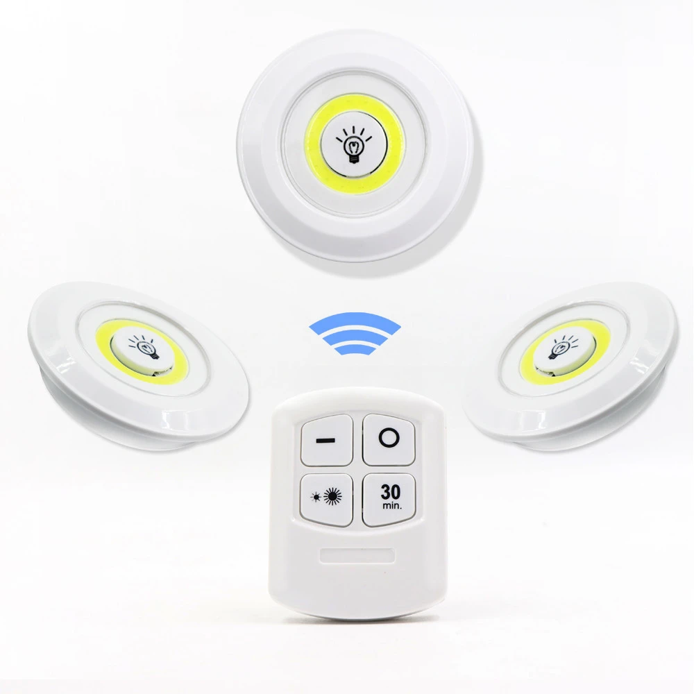 Biumart China Supplier Wholesale Wireless Remote Cottroller LED Puck Light Under Kitchen Cabinet Closet Light Timer Night Light