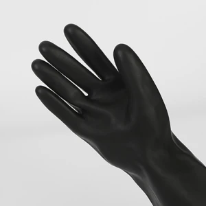 Black Chemical Resistant Industrial Long Latex Rubber Hand Gloves