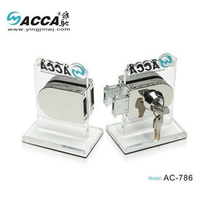 Brass cylinder stainless steel double glass door centre lock with strike box