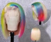 Brazilian Virgin Human Hair Rainbow Color Short Bob Lace Wig Human Hair Front Lace Wigs Customized Wigs