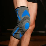 Breathable Fabric Professional Compression Knee Brace Sleeve with Patella Silicone Ring Pad With Flexible Spring Hinge