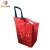 Import Bulk Customized Blue 2Wheels Colo Rolling Telescopic Handler Plastic Shopping Basket With Wheel from China
