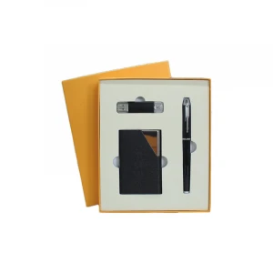 Business Gift Set USB And Pen Trading Ideas, Promotional Items Mini Office Stationery Pu Power Bank Corporate Gifts