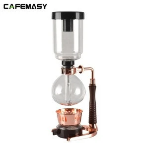 CAFEMASY Coffee Siphon with Wood Handle Espresso Coffee Syphon Metal Syphon Coffee Maker for 3 Cups