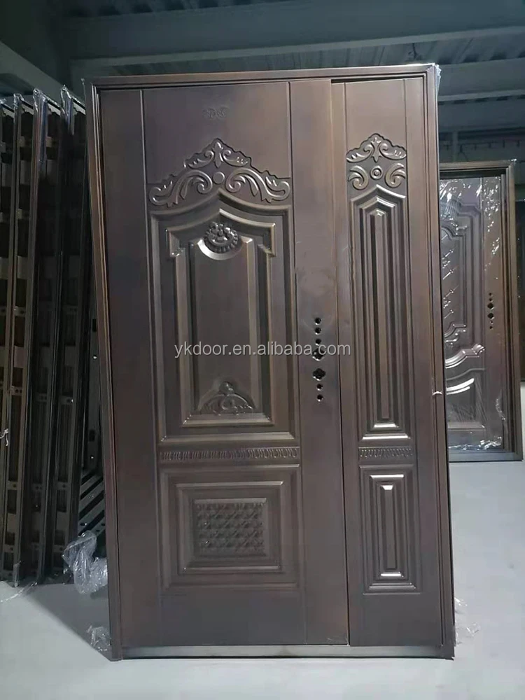 Cambodia standard double panels swing style professional sun protection coastal city stainless exterlor steel double door