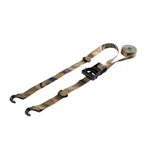Camouflage 1 inch 500 kg Ratchet Strap with S hook and Endless Loop
