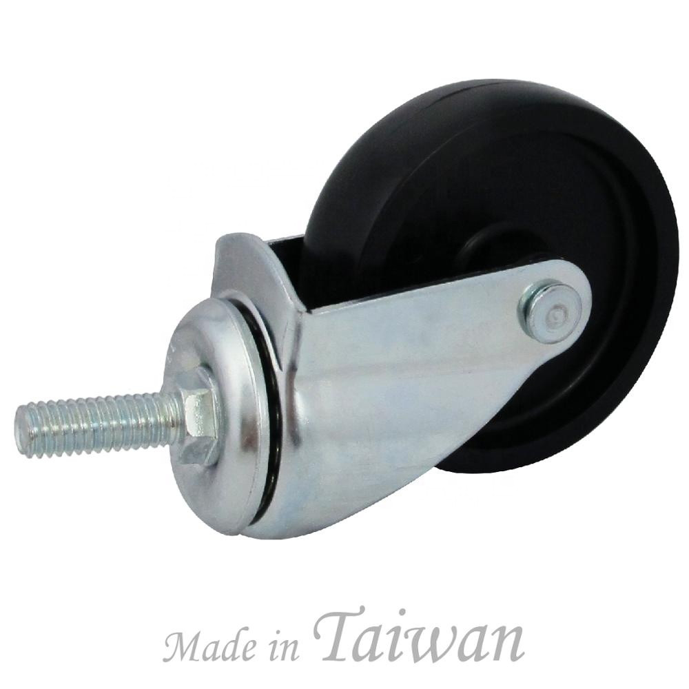 CCE Caster 3 Inch PP Wheel 3/8 Inch Threaded Stem Swivel Casters