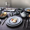 Cheap Price Grey Speckle Glazed Dinnerware Plates Bowls Restaurant Ceramic Set