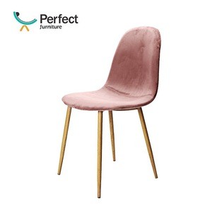 Cheap price hot-sale home furniture modern gray velvet fabric dining chair with metal legs