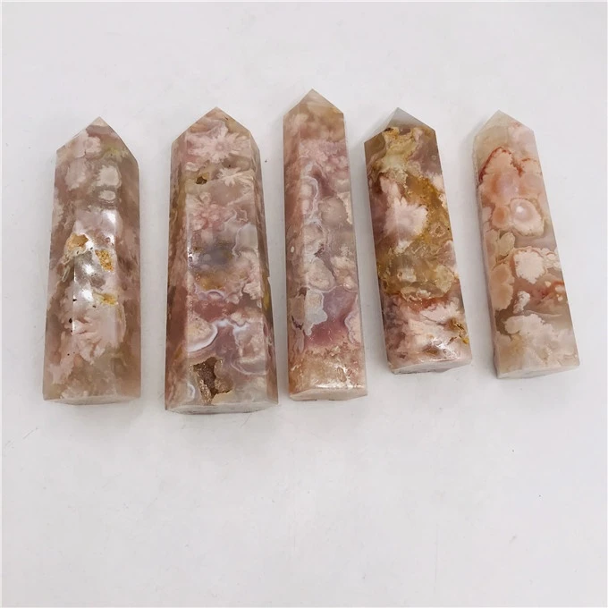 cherry blossom agate crystal tower natural healing crystal stone crystal quartz point