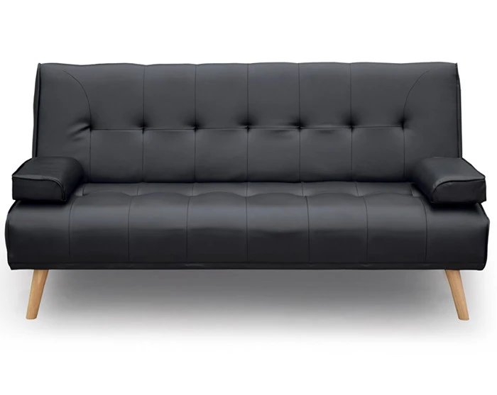 China manufacture supply upholstered black leather sofa bed