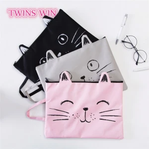 China market items of fancy stationery cute cat design Filing Products wholesale school office use zipper file folder bag