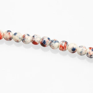 Chinses style porcelain round clay beads , smooth and mottled greek ceramic beads for bracelets DIY