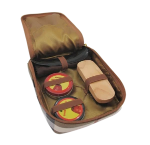 Cleaning set portable shoe polish kit box leather case