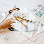 Clear clip board acrylic clipboard with golden shiny finish clips custom LOGO