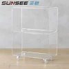 Clear lucite home furniture bar usage bedside table cart 3 tier rolling acrylic serving trolley for hotel