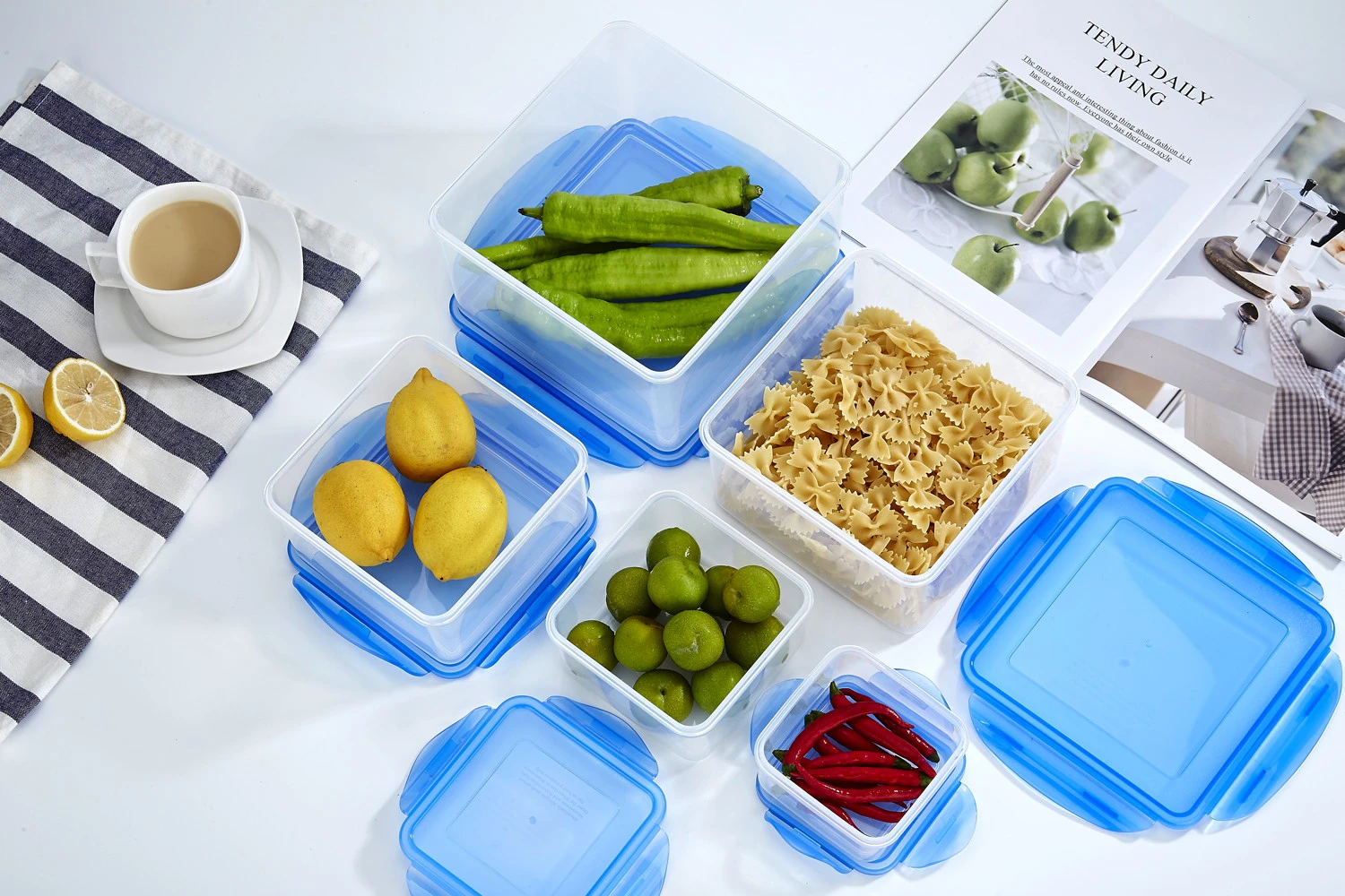 Clip Lock Food Container 1500ml Square Plastic Food Container BPA Free Airtight Food Storage Box