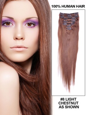 Clip on Hair Extension Chestnut Brown #8