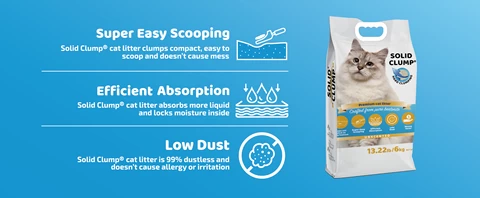 Clump instantly strong and does not stick to litter tray- Solid Clump