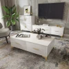 Coffee table TV cabinet locker three-piece set Living room furniture set high gloss light luxury Black and white