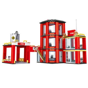 COGO Building Blocks Fire Station Toy plastic brick building block legos for Fire station set