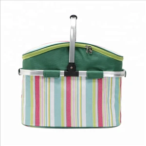 Collapsible picnic basket insulated cooler bag for  BBQ