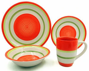 Color Rim tableware Pottery Round Porcelain Dinner Set Ceramic Dinnerware Sets Porcelain tableware Pottery dinnerware sets