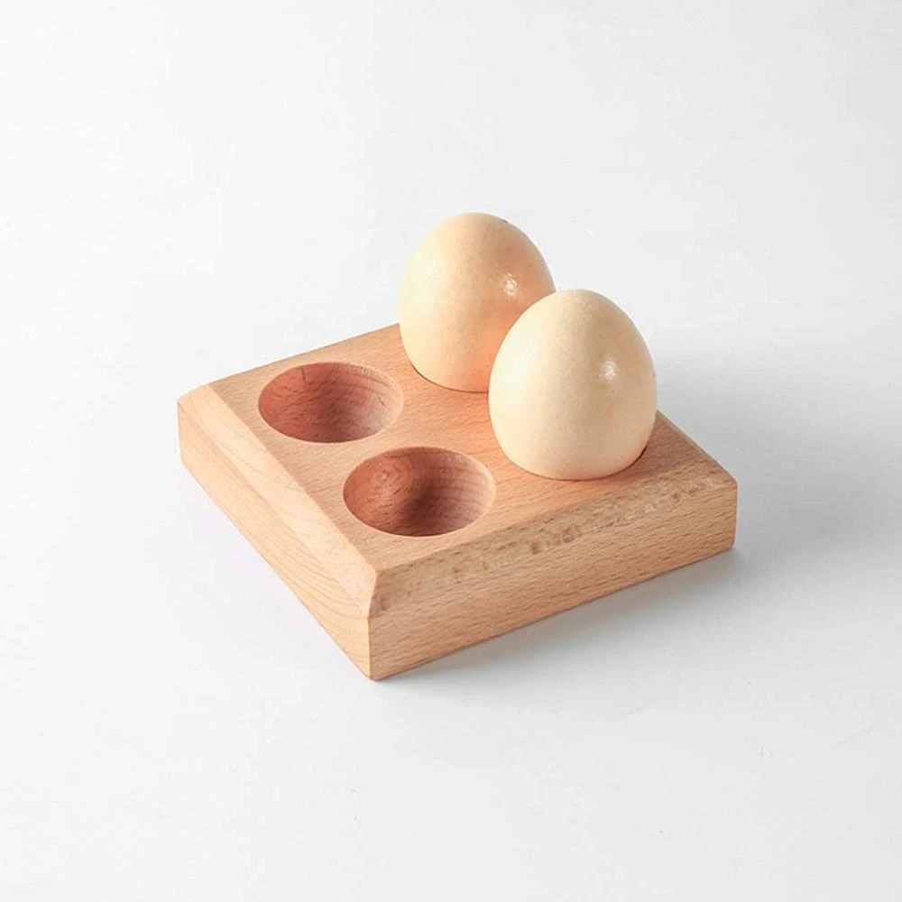 Combohome 4 Grids Wooden Egg Holder Tray Egg Container Storage Organizer