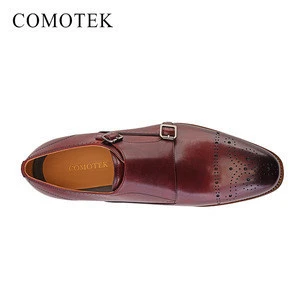 COMOTEK Brand Small Batch Purchase 2019 High Quality Genuine Leather Monk Strap Men Italian Dress Shoes