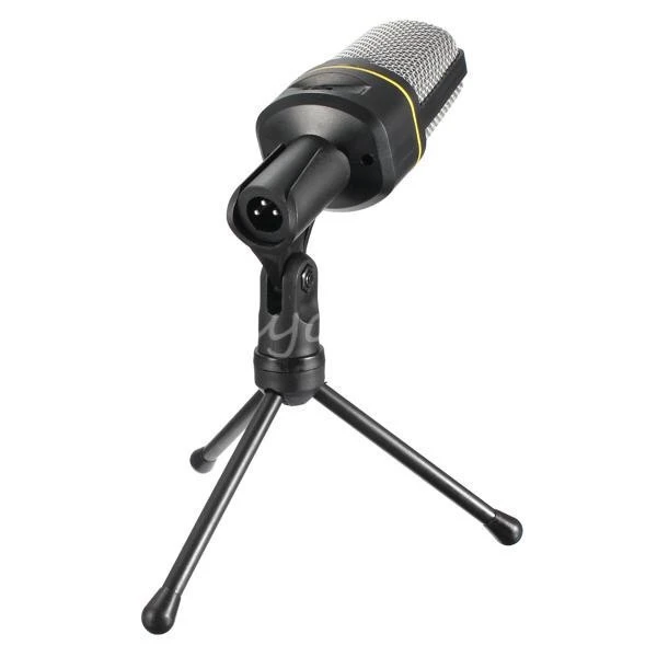 Condenser Microphone SF-920 3.5mm Desktop Microphone with Volume Control and Tripod Stand Broadcasting Recording Podcast