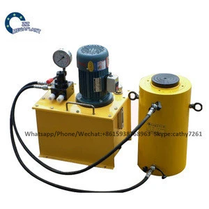 Construction Used 100T Hollow Hydraulic Jacks with Double Cylinder and Oil Pump