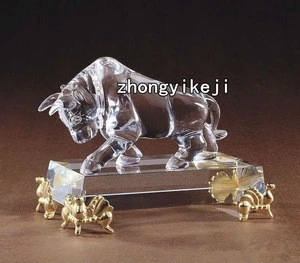 crafts business gifts office desk ornament home decoration crystal bull statue figurine