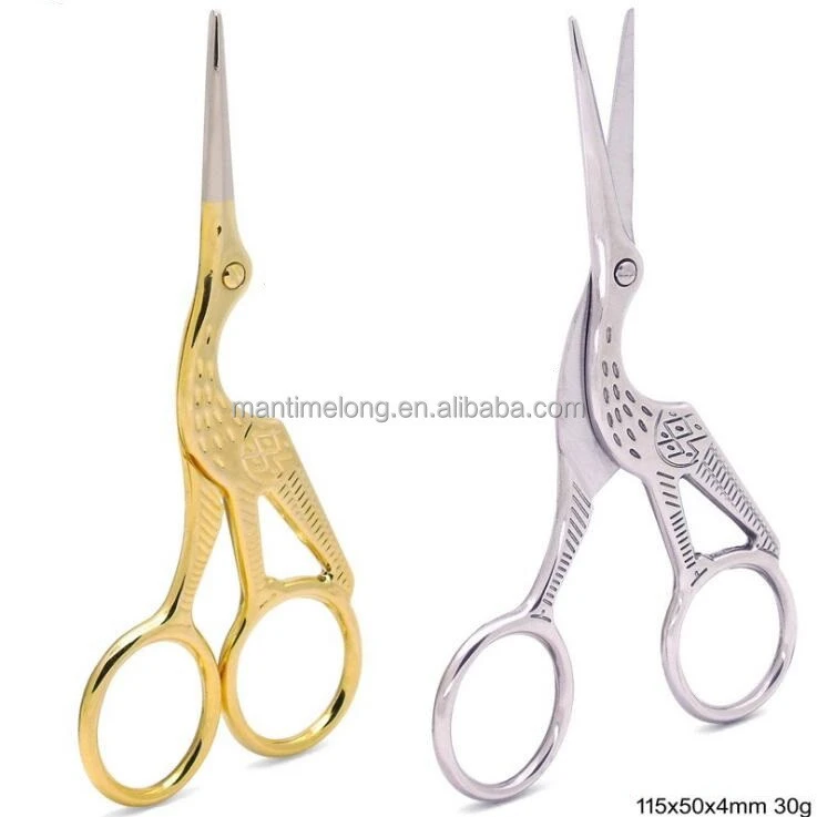 creative retro stainless steel crane shaped scissors for tailor sewing