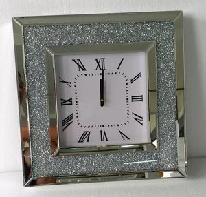 crush diamond square mirror clock