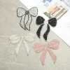 Crystal Handmade Rhinestone beaded love bow tie Patches Iron Sew on sequined patch for clothing beading Applique