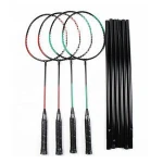 Custom 4 player quick setup badminton racket sets  aluminum lightweight racket badminton set portable shuttle ball badminton set