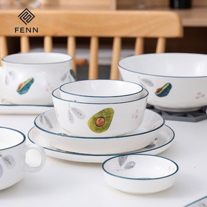 Custom Colorful Porcelain Kitchen Crockery Plates Set Dinner Dishes Tableware Dinnerware Sets