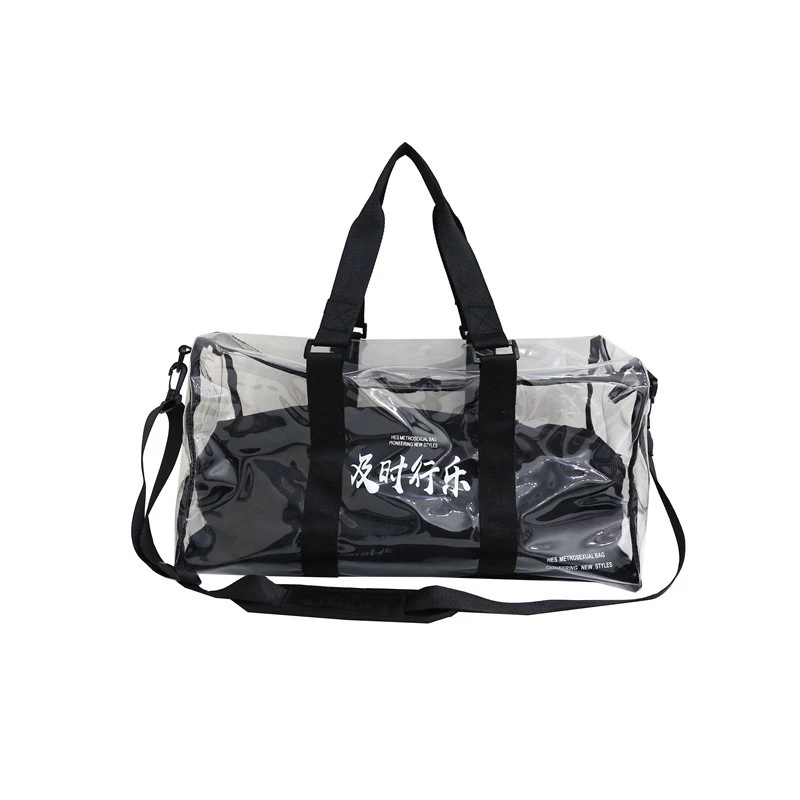 Custom fashionable PVC transparent travel gym bag
