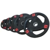 Custom Gym Bumper Rubber Barbell/ Three Handles Tri Grip Three Holes Black Rubber Weight Plate