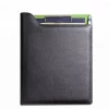 Custom office PU leather metal clip pocket file folder with clip and card holder